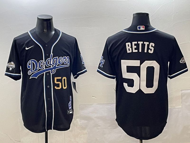 Men Los Angeles Dodgers #50 Betts Black Fashion Game 2025 Nike MLB Jersey style 3068